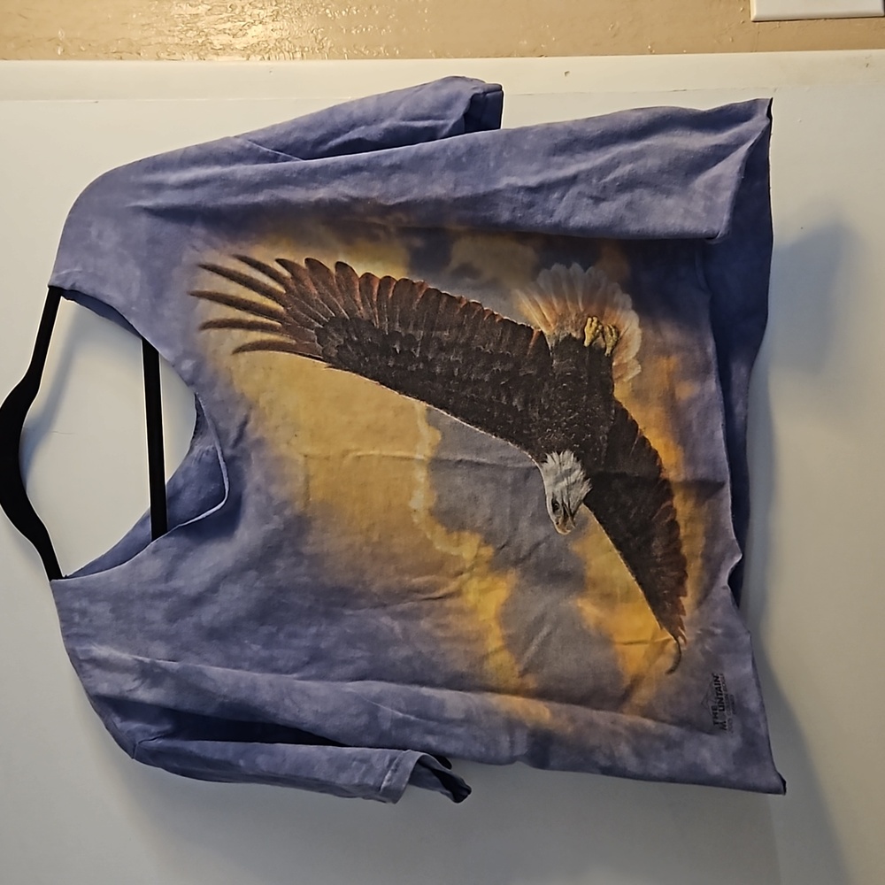 The Mountain Blue and Yellow Eagle Crop Top